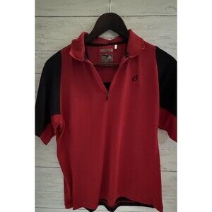 Boys' adidas Golf Shirt ClimaCool Short Sleeve Red/Black color block - Large